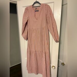 Striped Pink Long Sleeve Dress